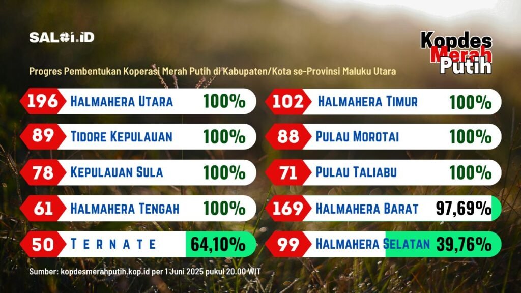 7 Kabupaten dan Kota di Malut Tuntas Bentuk Koperasi Merah Putih