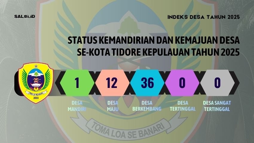 Ini Indeks Desa Tahun 2025 setiap Desa di Kota Tidore Kepulauan